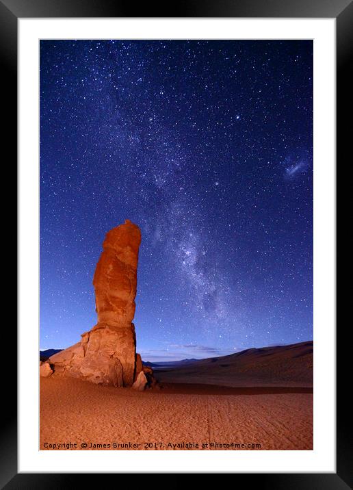 Pacana Monks and Milky Way Atacama Desert Chile Framed Mounted Print by James Brunker