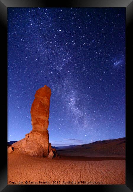 Pacana Monks and Milky Way Atacama Desert Chile Framed Print by James Brunker