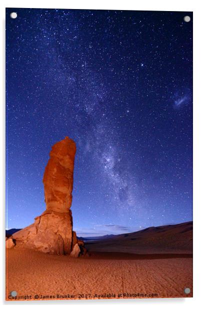 Pacana Monks and Milky Way Atacama Desert Chile Acrylic by James Brunker