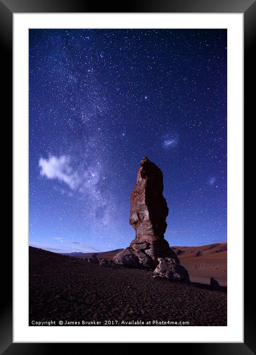Moai de Tara Milky Way and Magellanic Clouds Chile Framed Mounted Print by James Brunker
