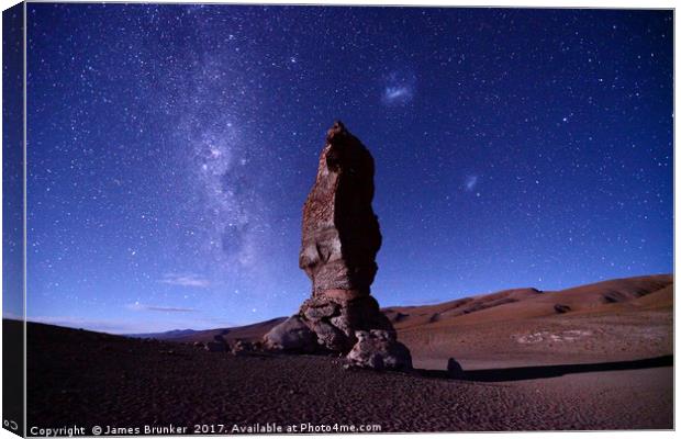 Moai de Tara Milky Way and Magellanic Clouds Chile Canvas Print by James Brunker