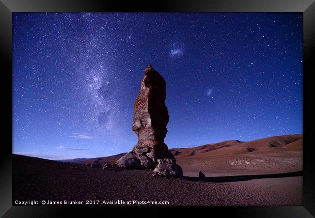 Moai de Tara Milky Way and Magellanic Clouds Chile Framed Print by James Brunker