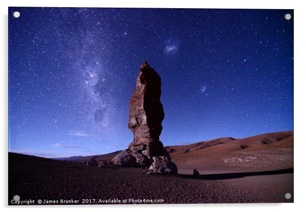 Moai de Tara Milky Way and Magellanic Clouds Chile Acrylic by James Brunker