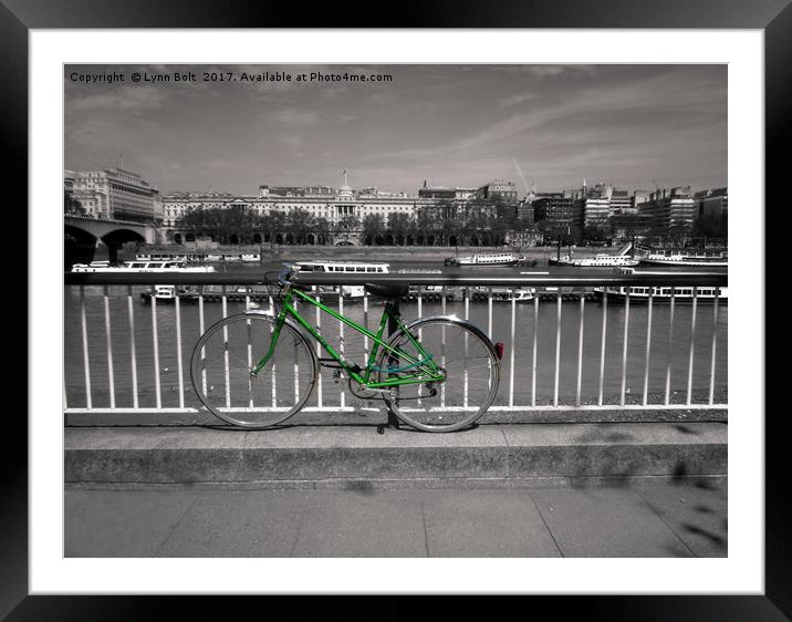 Green Bike by The Thames Framed Mounted Print by Lynn Bolt