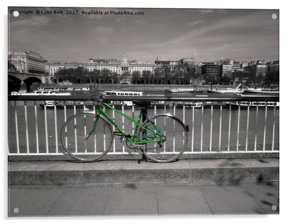 Green Bike by The Thames Acrylic by Lynn Bolt