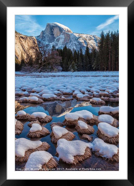 Half Dome And Its Reflection Framed Mounted Print by jonathan nguyen