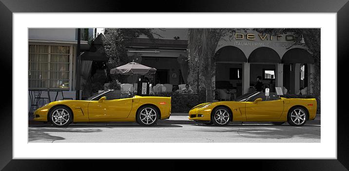 Twin Ferrari's Framed Mounted Print by Elaine Young