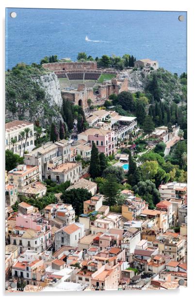 Taormina Sicily town Acrylic by Graham Moore