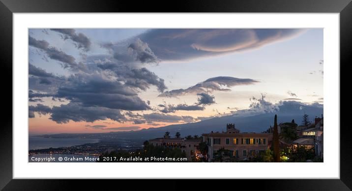 Taormina sunset pan Framed Mounted Print by Graham Moore