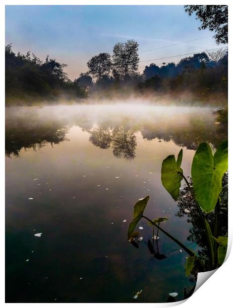 Dawn on River Sona Print by Indranil Bhattacharjee