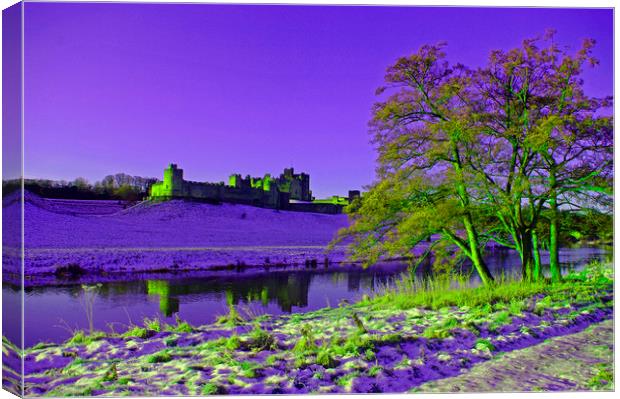 Alnwick Castle, Northumberland in winter Canvas Print by Alan Barnes