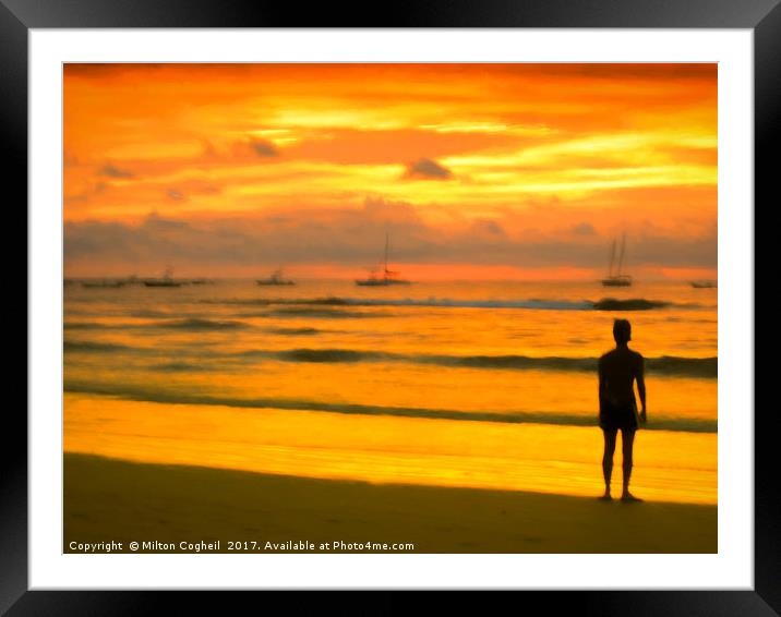 Yellow Sunset Framed Mounted Print by Milton Cogheil