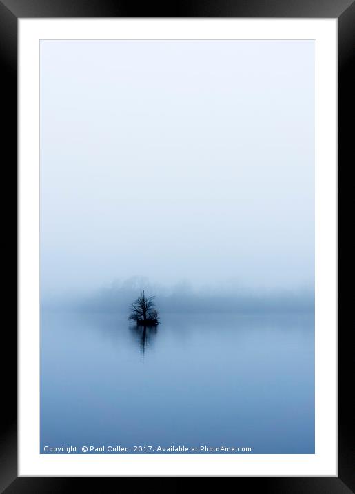 Minimalist Tree in the fog. Framed Mounted Print by Paul Cullen