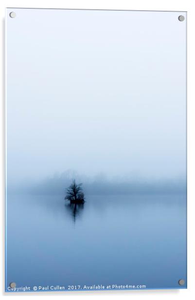 Minimalist Tree in the fog. Acrylic by Paul Cullen