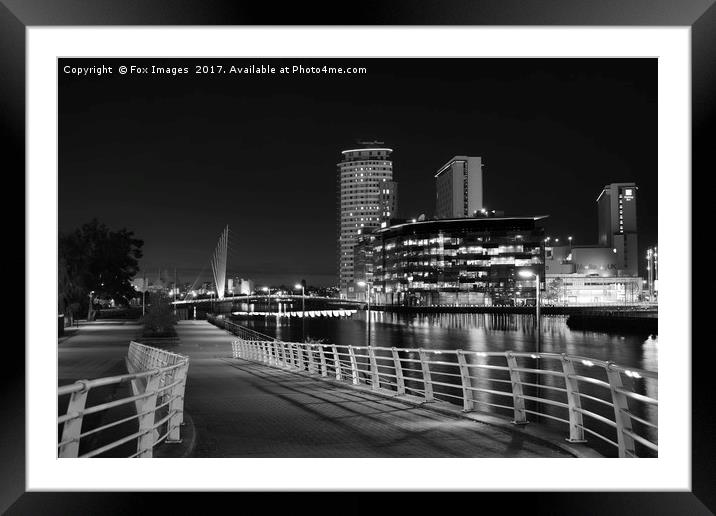  Manchester At Night Framed Mounted Print by Derrick Fox Lomax