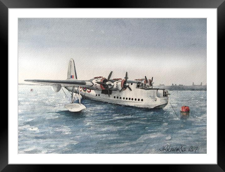 Short Sunderland Flying Boat Framed Mounted Print by John Lowerson