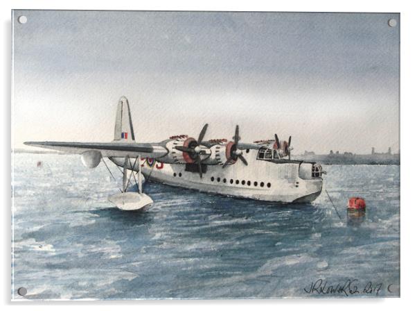 Short Sunderland Flying Boat Acrylic by John Lowerson