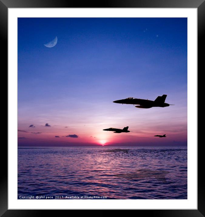 Fighters at sunset Framed Mounted Print by phil pace
