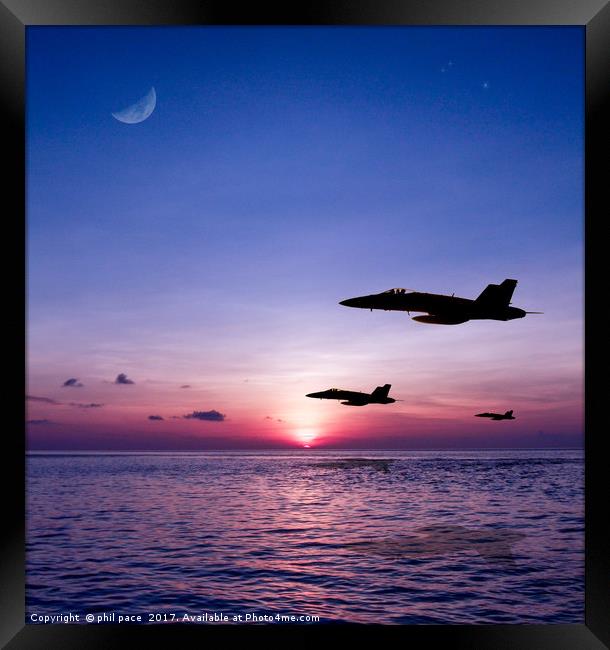 Fighters at sunset Framed Print by phil pace