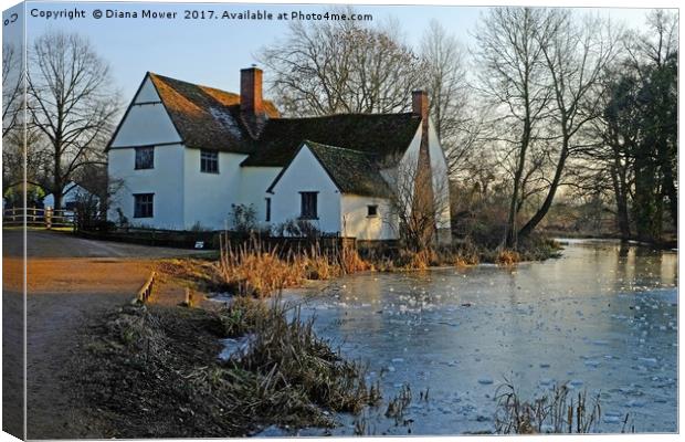 Willy Lott’s House in Winter Canvas Print by Diana Mower