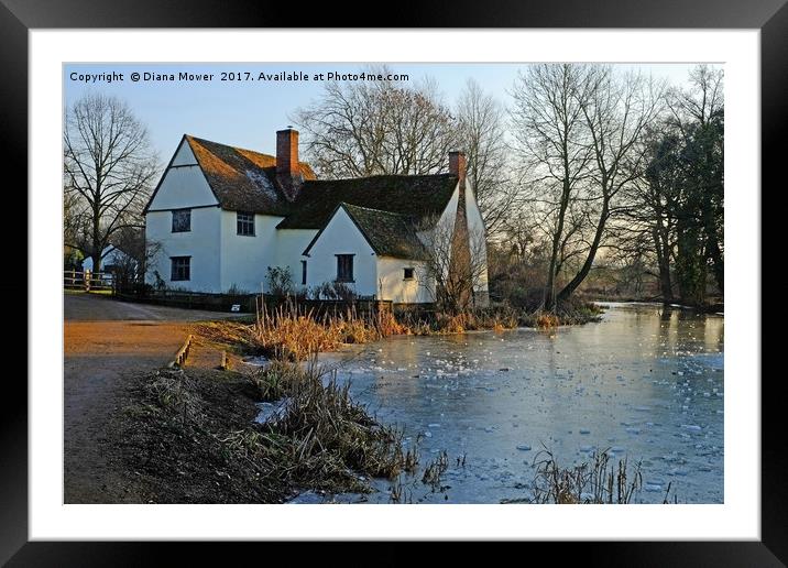 Willy Lott’s House in Winter Framed Mounted Print by Diana Mower