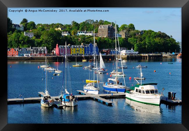 View across yacht marina to Tobermory Framed Print by Angus McComiskey
