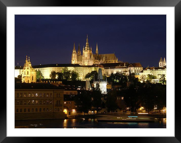 Prague at night Framed Mounted Print by Marja Ozwell