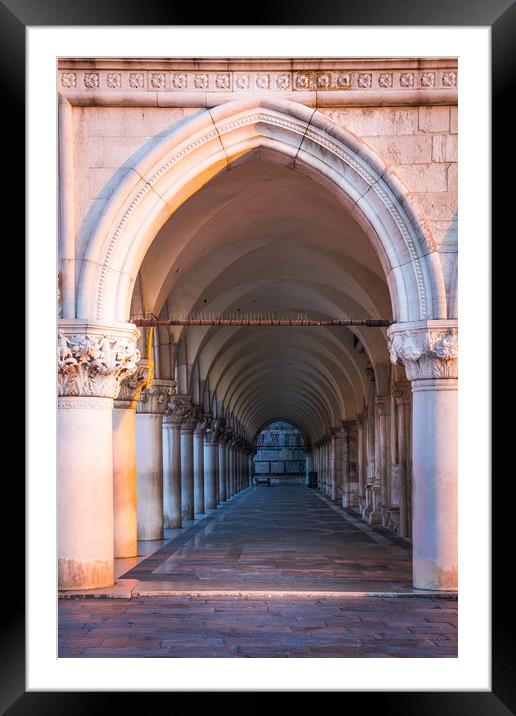 VENICE COLONNADE Framed Mounted Print by John Hickey-Fry