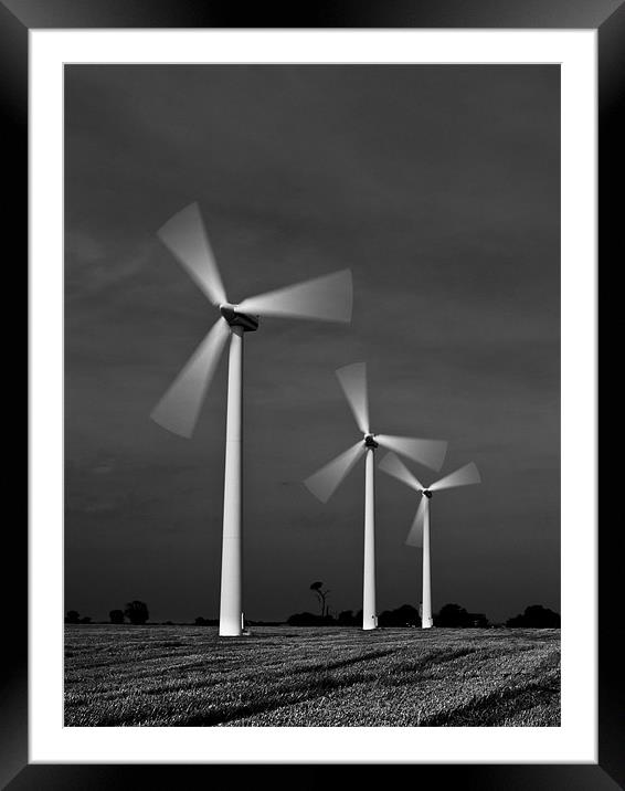 Wind Power Mono Framed Mounted Print by Paul Macro