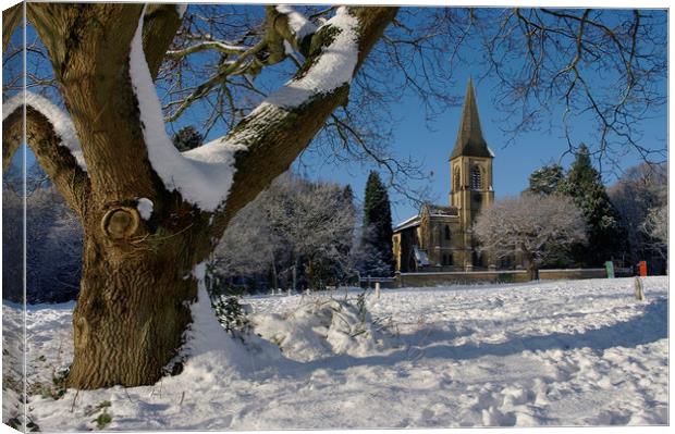 St Peter's Church, Southborough,Kent in snow Canvas Print by Alan Barnes
