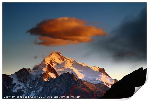 Mt Huayna Potosi at Dawn Cordillera Real Bolivia Print by James Brunker