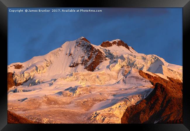 Mt Huayna Potosi Glaciers at Sunrise Bolivia Framed Print by James Brunker