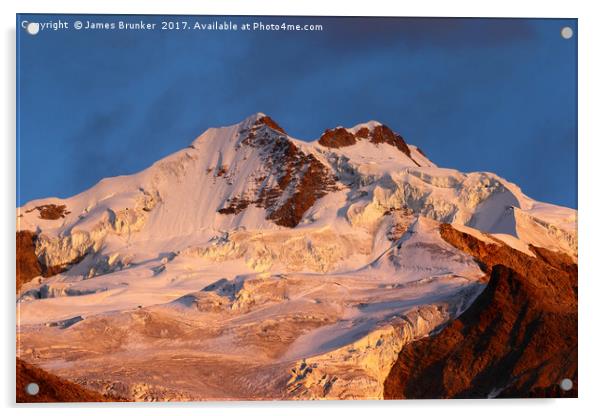 Mt Huayna Potosi Glaciers at Sunrise Bolivia Acrylic by James Brunker