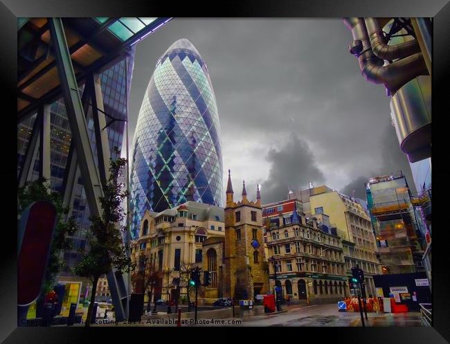     The Iconic Gherkin                       Framed Print by sylvia scotting