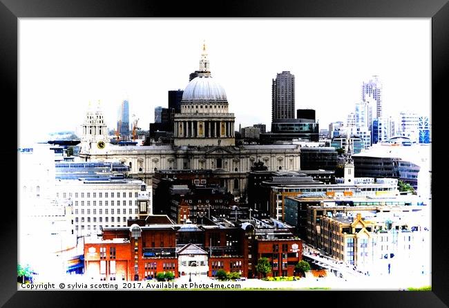 St Pauls Cathedral decrative art work Framed Print by sylvia scotting