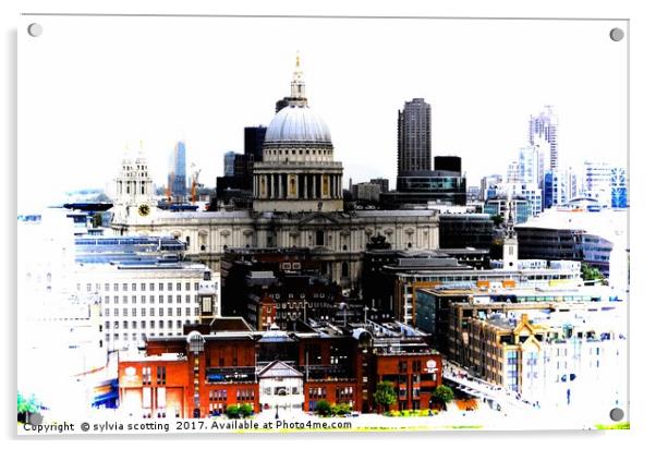 St Pauls Cathedral decrative art work Acrylic by sylvia scotting