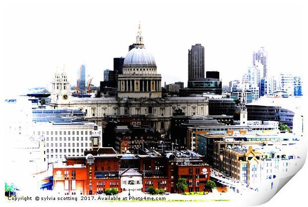 St Pauls Cathedral decrative art work Print by sylvia scotting