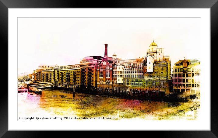 Unique Decorative wall art of Butlers Wharf in Lon Framed Mounted Print by sylvia scotting