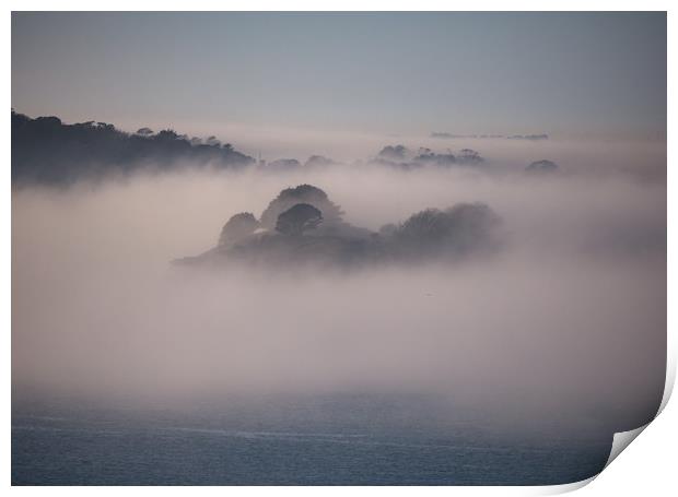 Drake's Island in the Mist Print by Jon Rendle