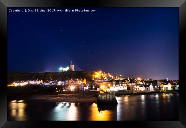 Winter Evening at Whitby Yorkshire Framed Print by David Irving