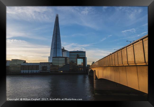 The Shard & London Bridge Framed Print by Milton Cogheil