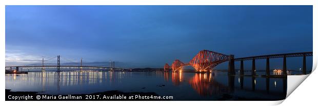 Firth of Forth Bridges at Twilight - Panorama Print by Maria Gaellman