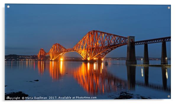 Forth Bridge at Twilight Acrylic by Maria Gaellman