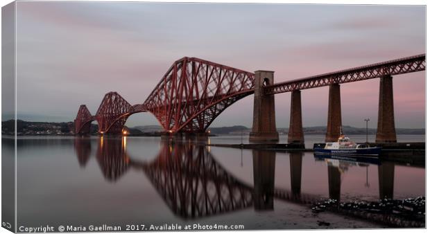 Forth Bridge at Sunset Canvas Print by Maria Gaellman