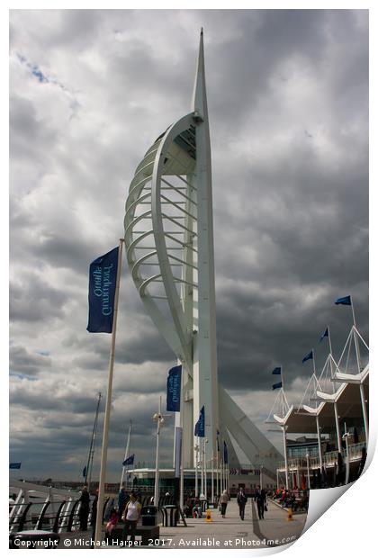 The Spinnaker Tower in Portsmouth dockland Print by Michael Harper