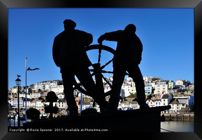 The Man and Boy Statue at Brixham Harbour Framed Print by Rosie Spooner