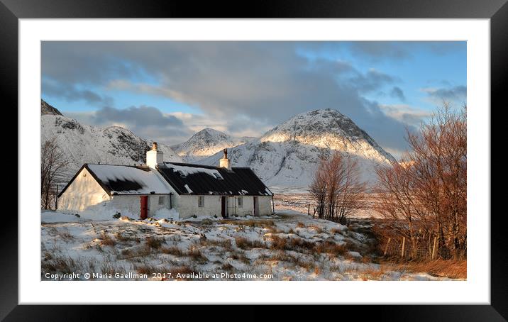 Blackrock Cottage in Winter Framed Mounted Print by Maria Gaellman