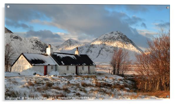 Blackrock Cottage in Winter Acrylic by Maria Gaellman