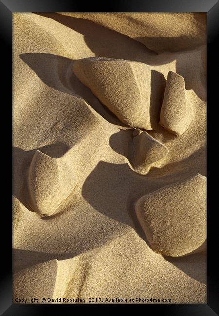 Sand Tips and Shadows, Lake Michigan Shoreline, US Framed Print by David Roossien