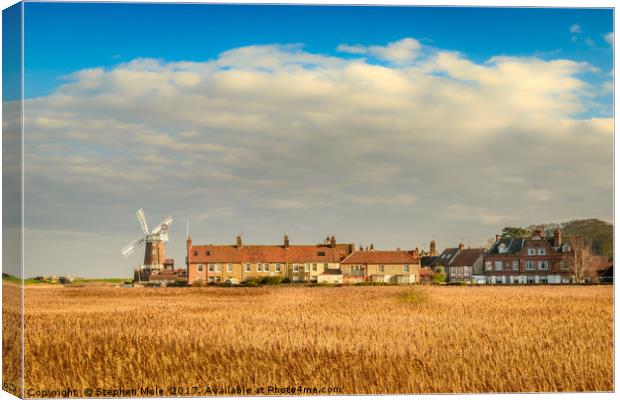 Cley Mill over the fields Canvas Print by Stephen Mole